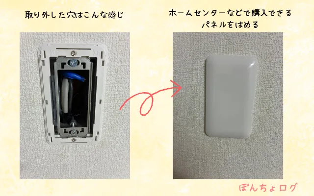 元々あったインターホンを剥がしてパネルを取り付けた画像