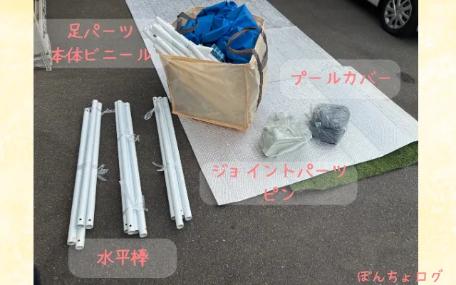 インテックスプールを組み立てる準備物の写真