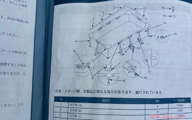 インテックスプール公式の付属の説明書