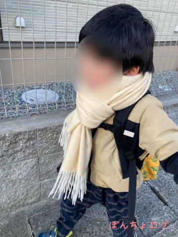 リュックを背負って散歩する様子